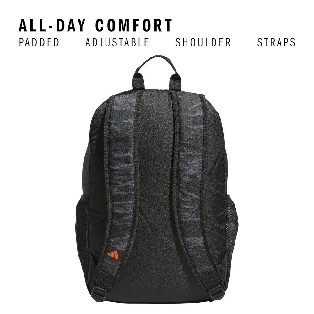 adidas Affiliate Backpack Bag Essential Camo Black/Orange - Picture 3 of 5